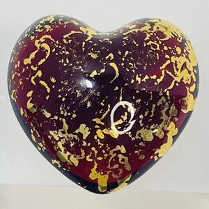 Vtg Royal Gallery for Macy's Red Heart Gold Leaf Glass Paperweight Made in Italy